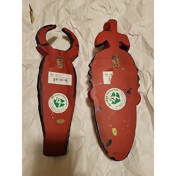 2 Design Toscano Masks Of The Congo African Wall Sculptures Bullhead & Toucan - Picture 2 of 10